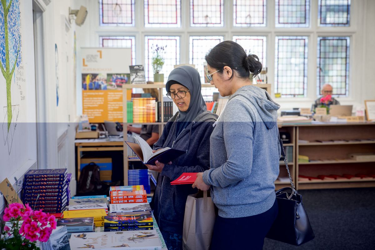 2 people in a bookshop
