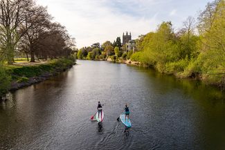 Stand up paddleboarding on the river wye