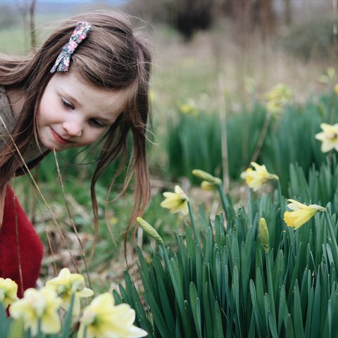 Girl with daffodils