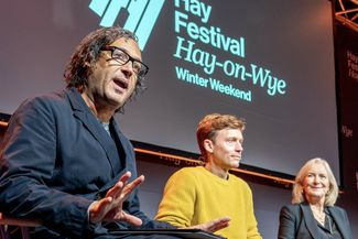 presenters on stage at the hay festival winter weekender