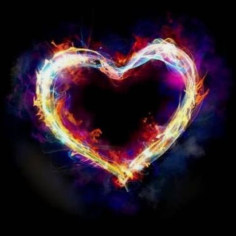 A heart outline on a dark background