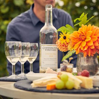 wine and glasses on table