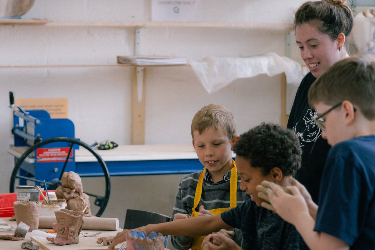 young people modelling clay 
