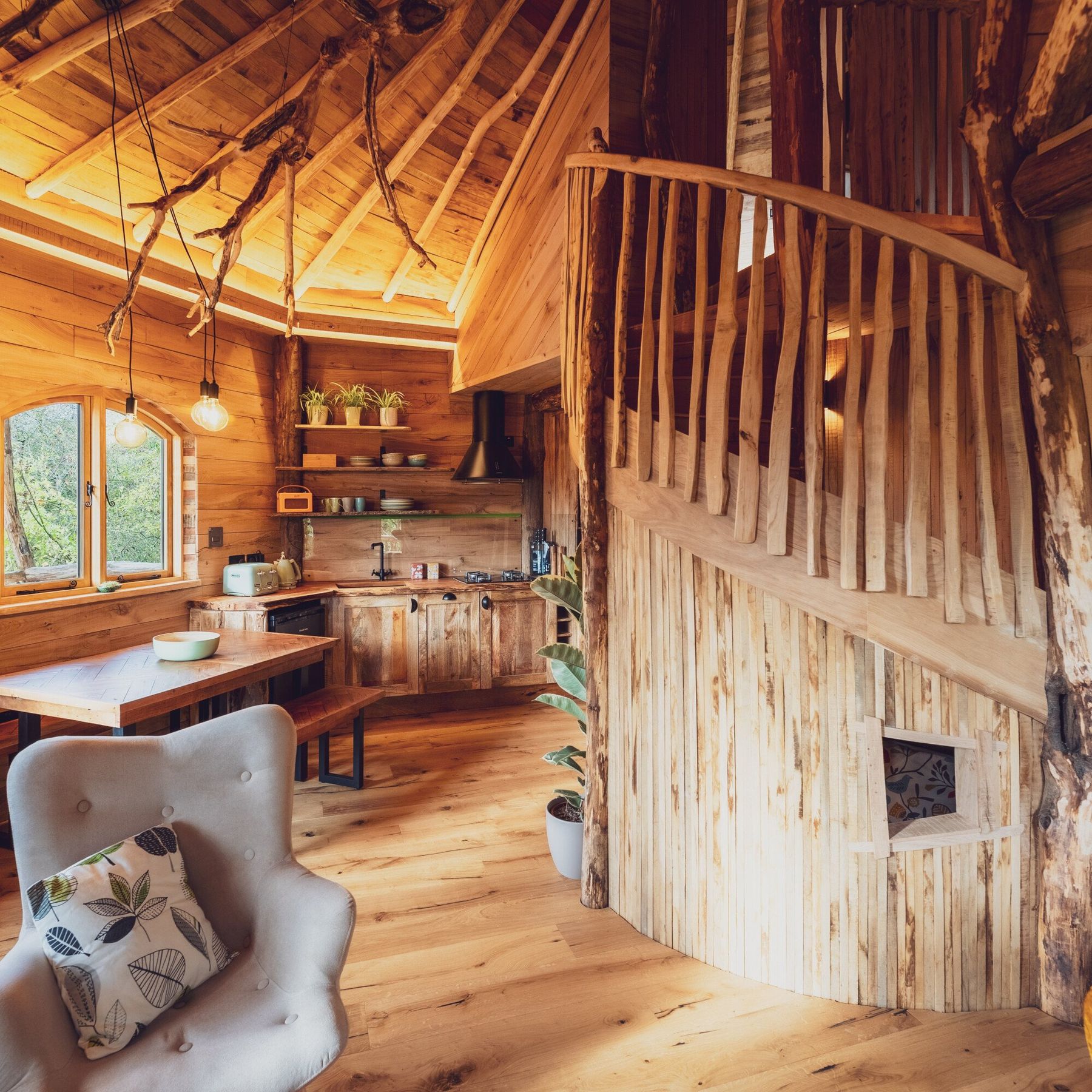 Handcrafted interior using Oak and Sweet Chestnut