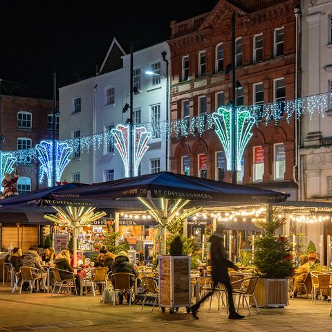 Hereford city christmas lights at night