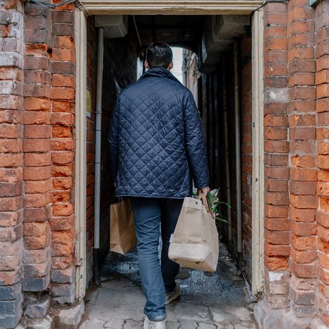 Walking down Bromyard alleyway