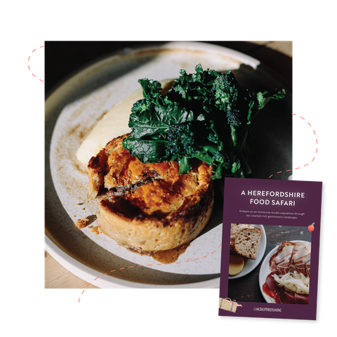 Pie meal and front cover of safari guide