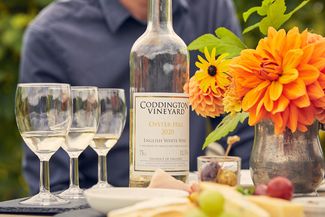 wine and glasses on table