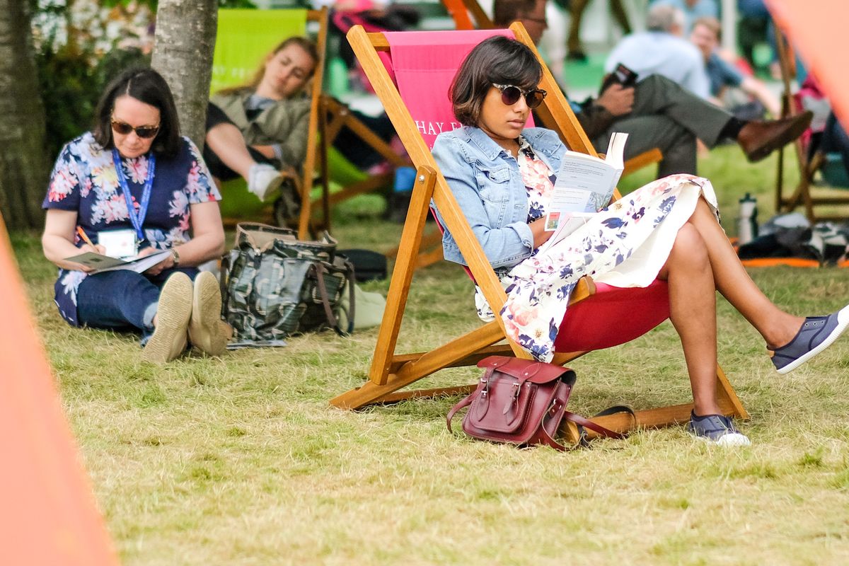 Lady Relaxing Reading a book