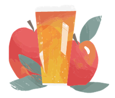 Cider with apples either side