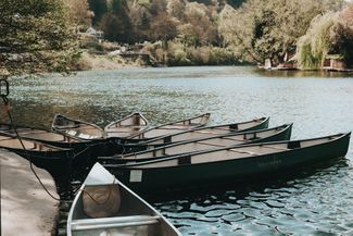 Canoes at water's edge