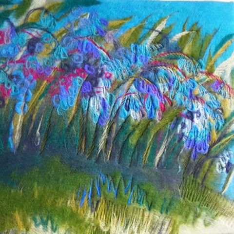 Colourful felt painting of flowers