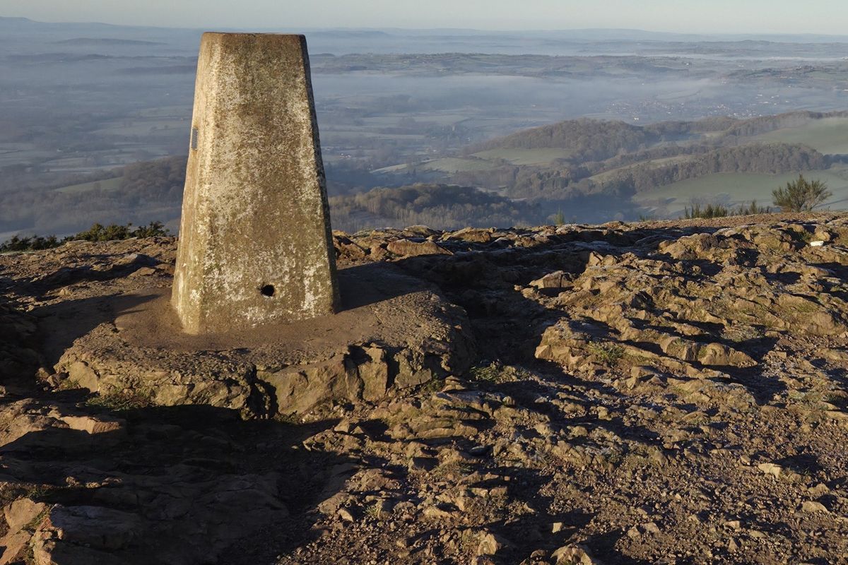The trigpoint on Worcestershire Beacon