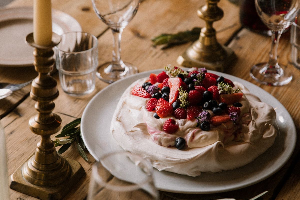 a summer pavlova on a plate
