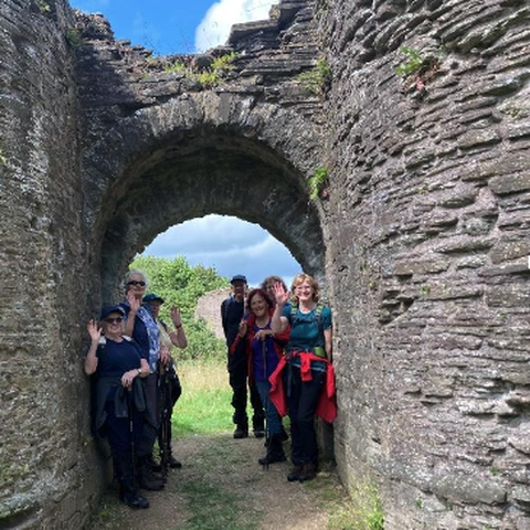 Walkers at Longtown Castle