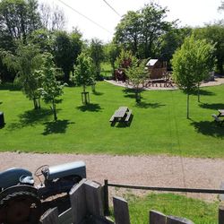 Green space and picnic benches