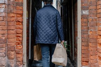 Walking down Bromyard alleyway