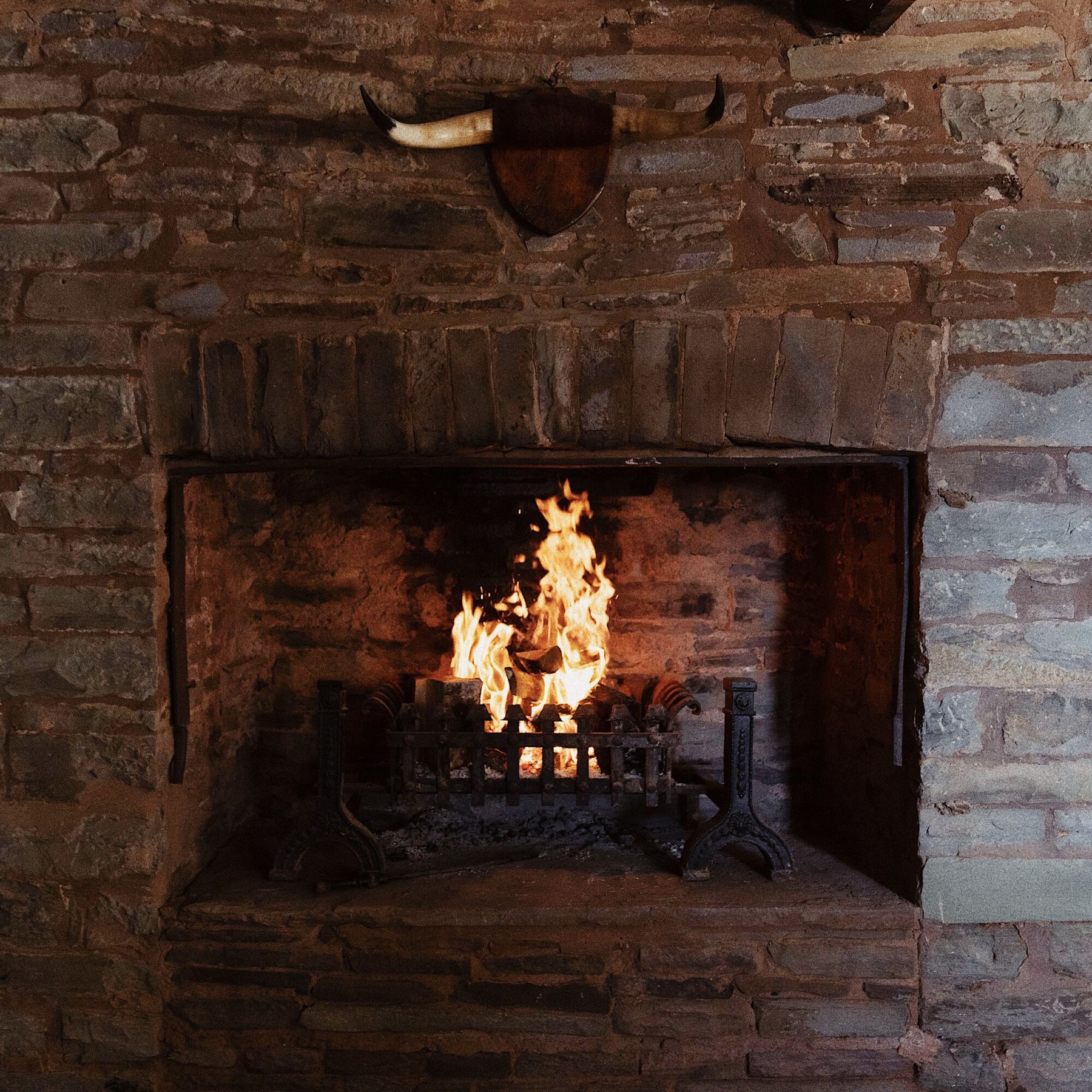 Open fire in the restaurant