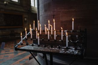 Candles lit in Hereford Cathedral