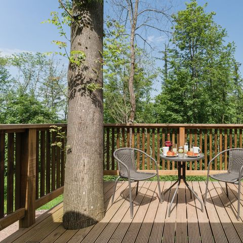 A treehouse outdoor deck