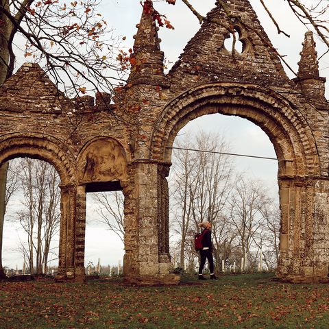 View of the stone ruins Shobdon Arches