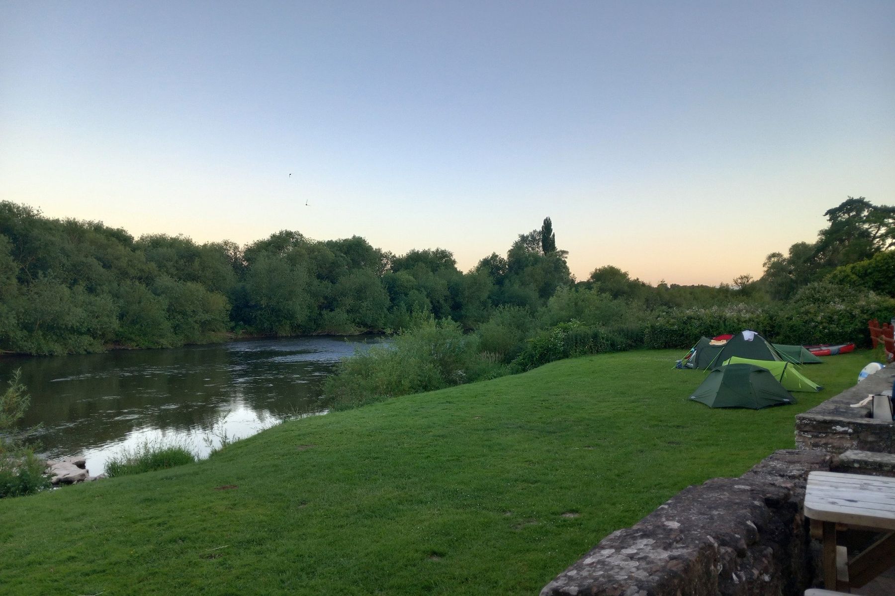 Camping on the banks of the River Wye