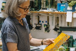 Printmaker in studio