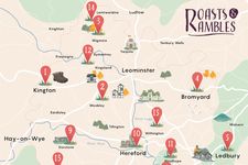 Map of Herefordshire with route starting points marked on it