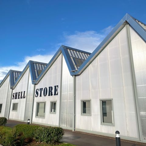modern building with silver metal features