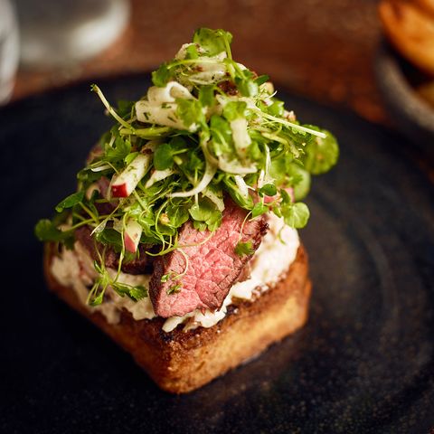 Cut of beef with greenery