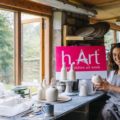 Ceramicist Corisande Albert in the workshop