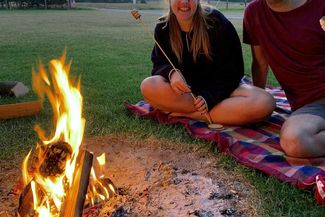 Camping by the fire