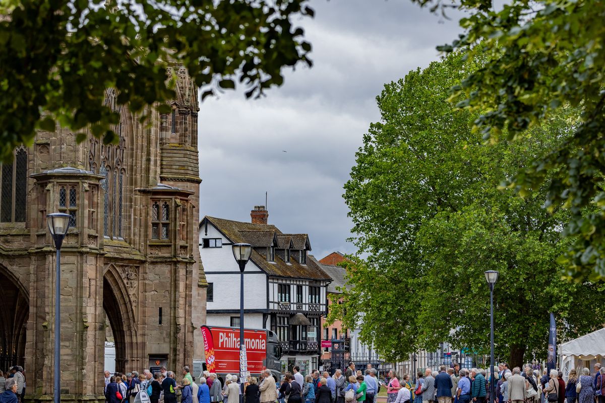 People outside Hereford Cathedral