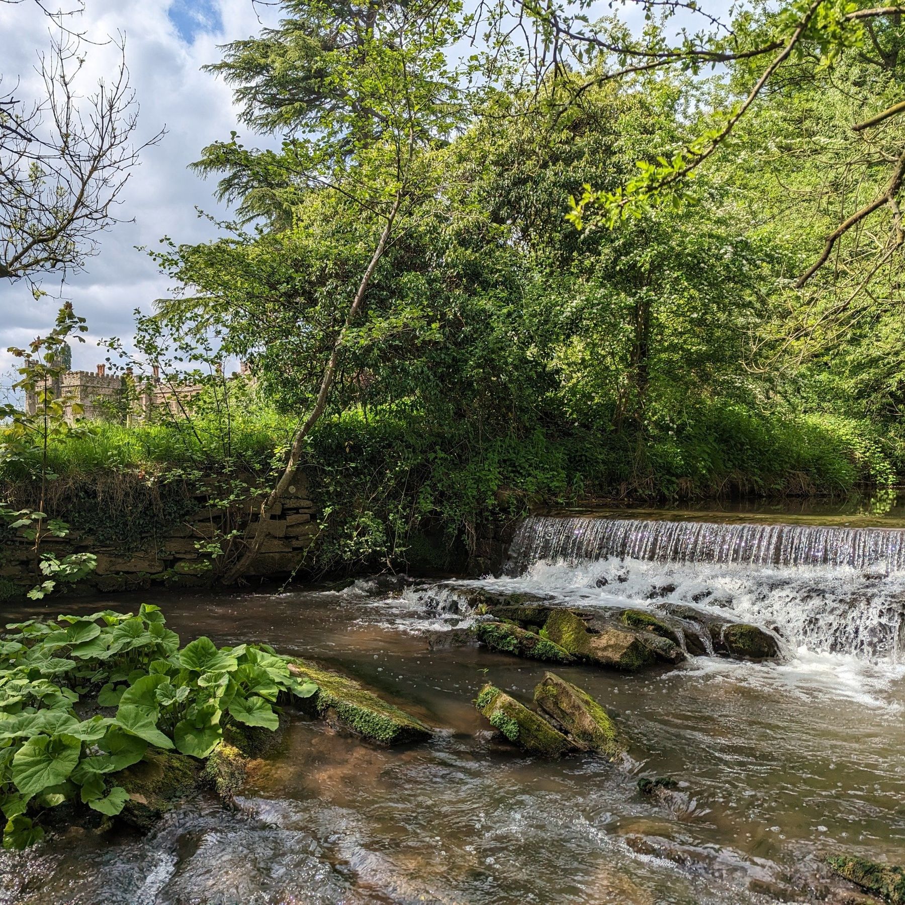 View of the Waterfall with the castle in the distance