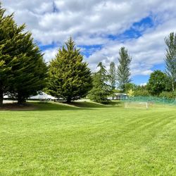 Football pitch and badminton net