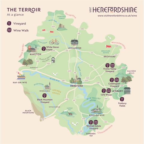 Map of Herefordshire's Vineyards