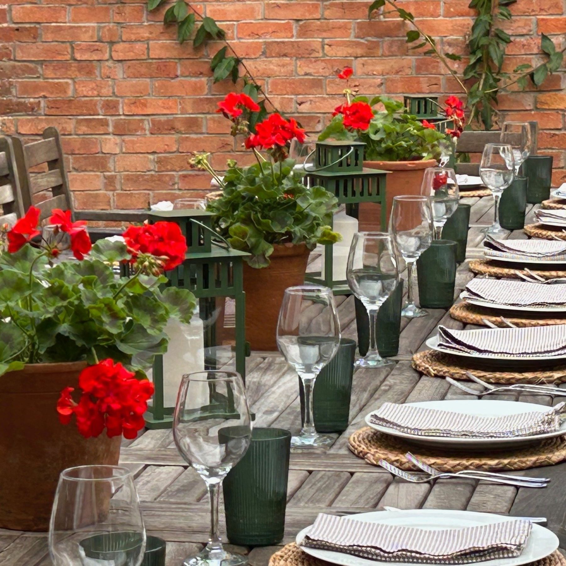 The outside dining area seats 24 at one long table