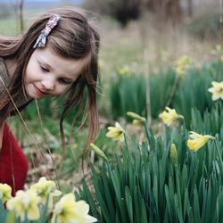 Girl with daffodils