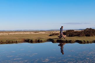 Walker looks over Hergest Ridge