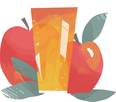 Illustration of cider and apples