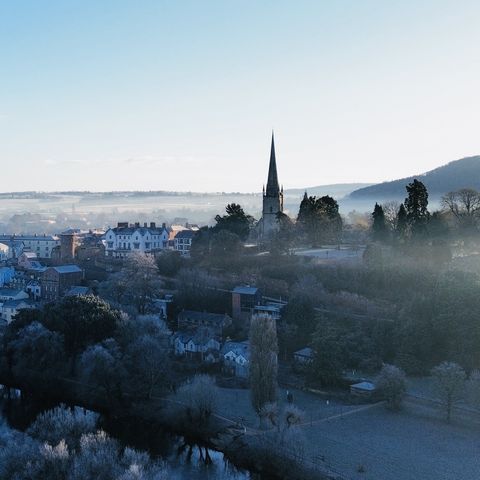 ross on wye in the winter mist