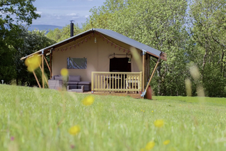 Safari tent in field at Drovers Rest