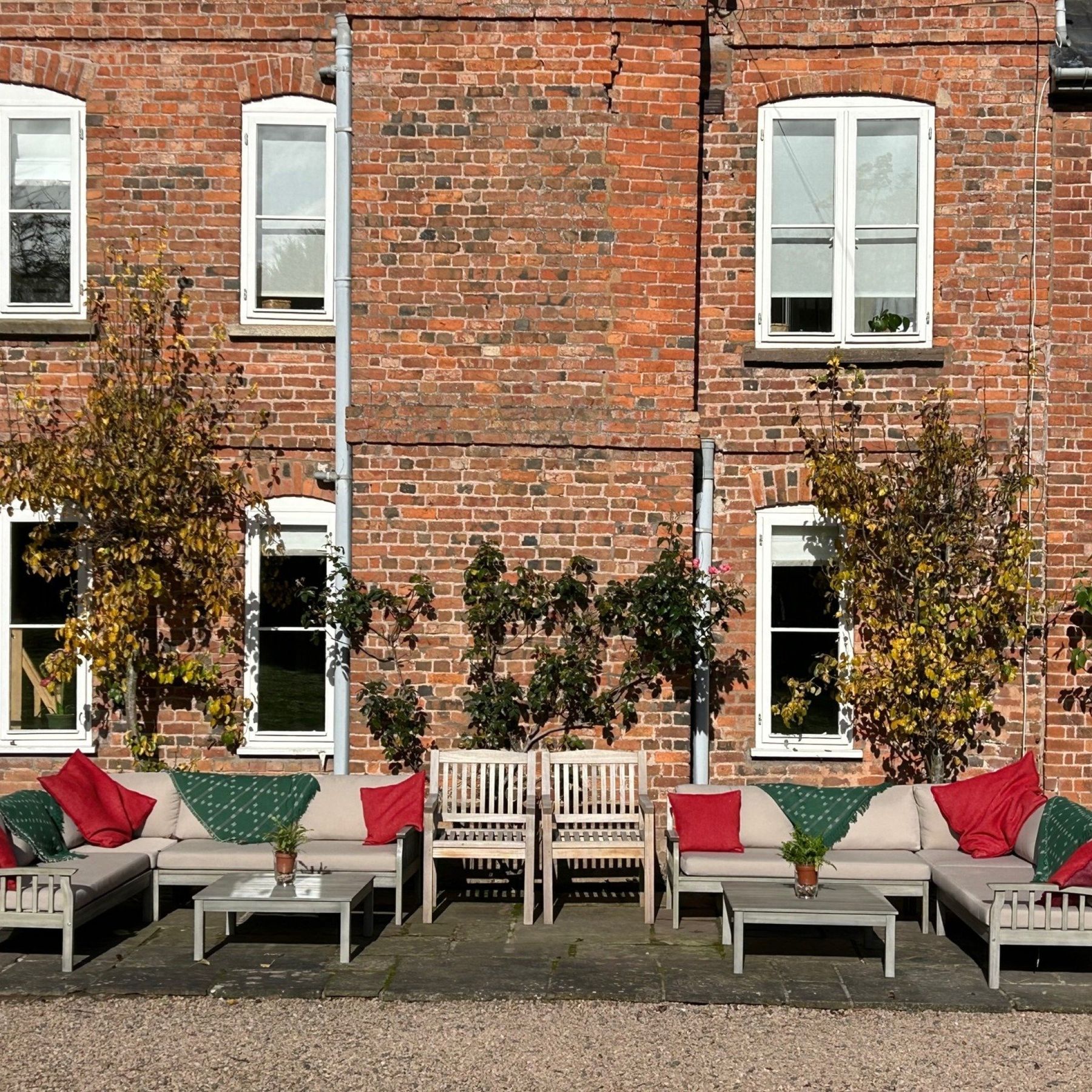 Soft seating area on south facing terrace