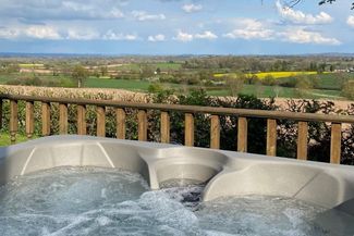 View over landscape from hot tub