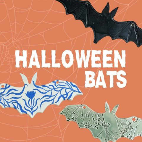 Pottery Halloween Bat Ornaments