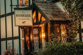 The Riverside pub at twilight