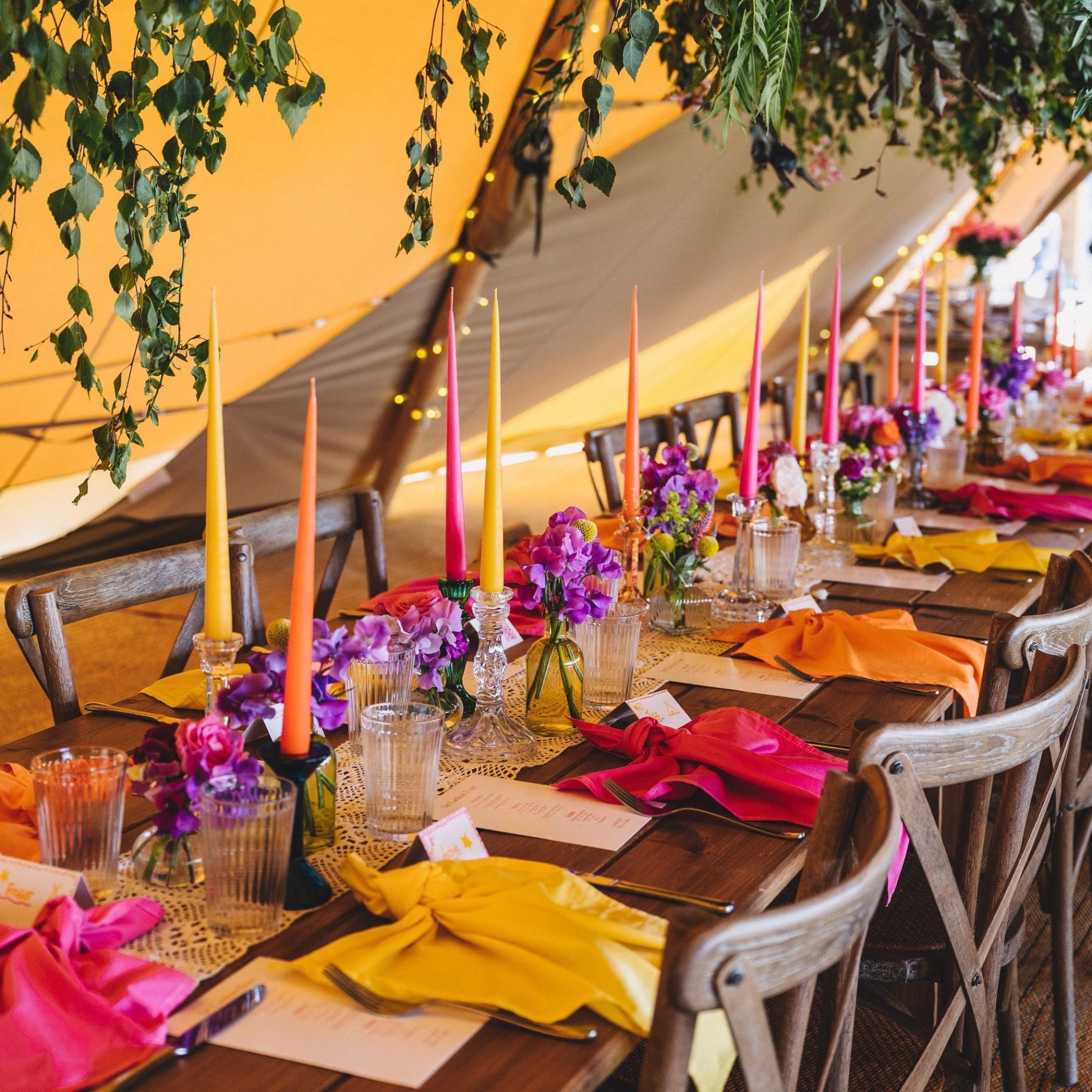 festival table styling in tipis