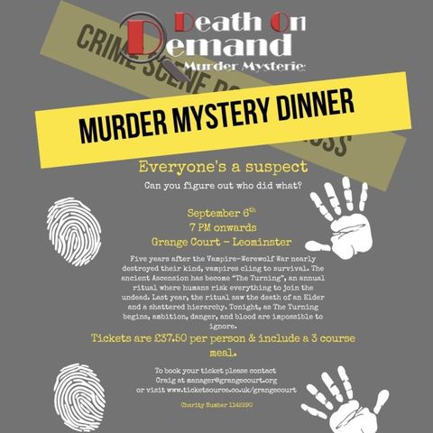 Murder Mystery Evening With 3 Course Meal.
