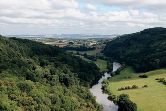 Canoeing the river wye view of wye valley