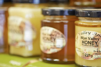 Honey on a shelf in a village shop